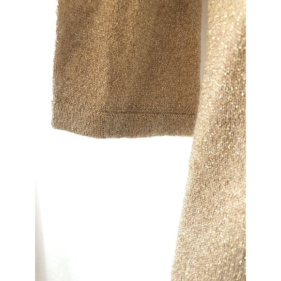 Gold Sweater Women Sz Medium Shimmery Sequin Natalie & Me Knit Metallic Design - Picture 8 of 9
